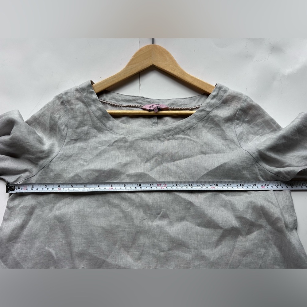 PHASE EIGHT Grey LINEN Tunic Crotchet Lace Hem Elegant Gray Lace Trim Top 12 - Picture 6 of 8